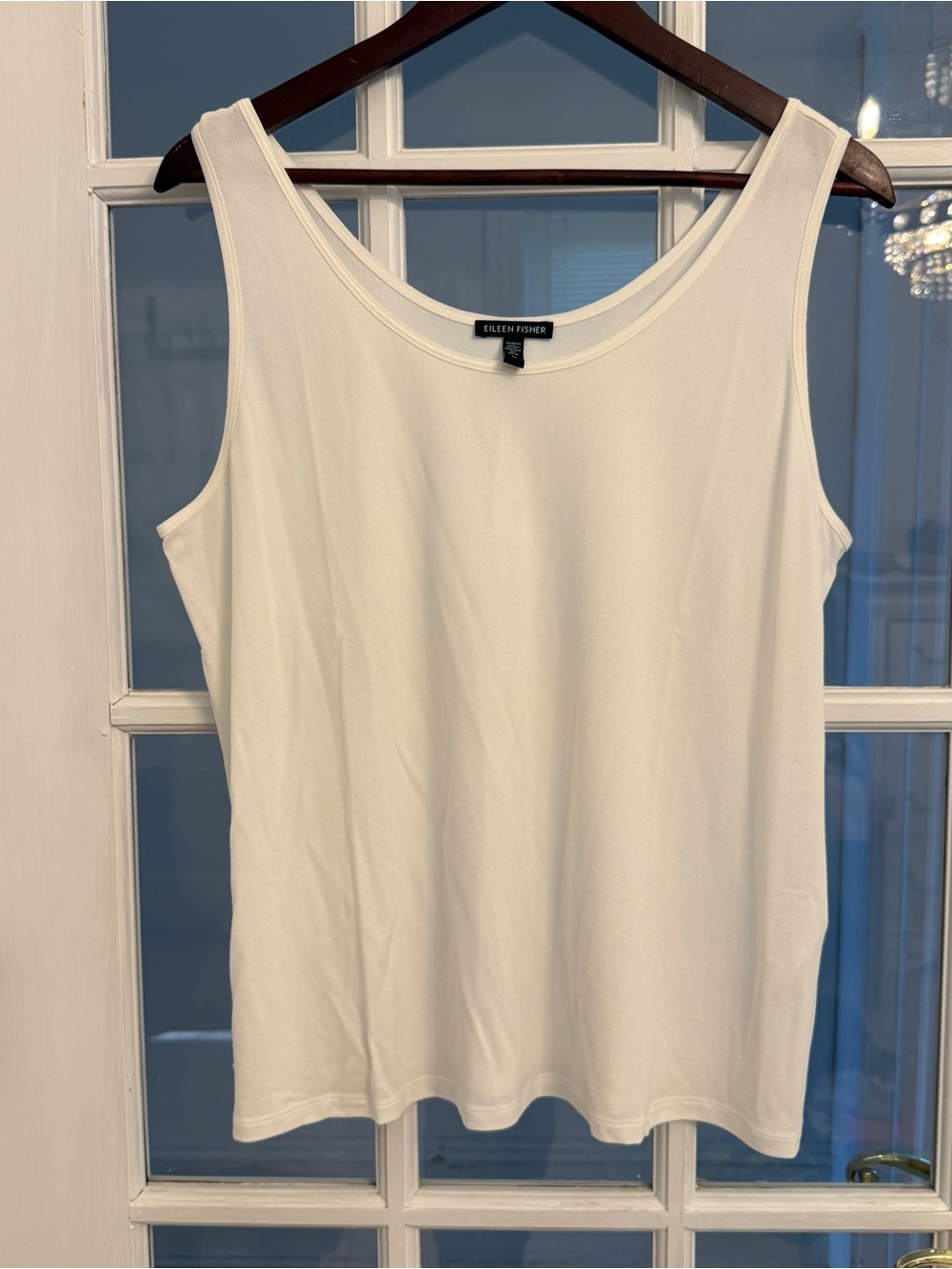 EILEEN FISHER Women’s White 100% Silk Scoop Neck Flowy Tank Top Plus Size 1X